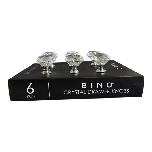 NEW BINO Sparkly Faceted Crystal Drawer Door Knob Pull Set 6 Pieces 1.125" Dia - Picture 5 of 6